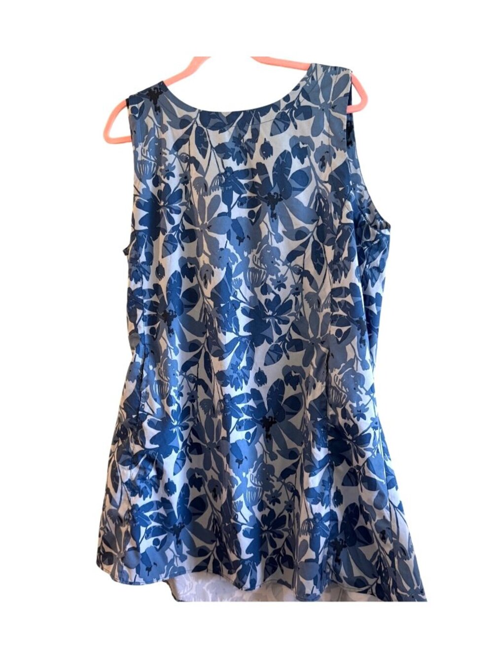 Rip Skirt Hawaii Blue Floral Sleeveless Short Dress Large